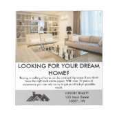 Moderne Elegante makelaar gepersonaliseerd Notitieblok (Voorkant)