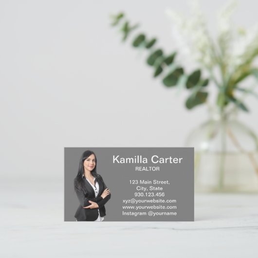 Moderne Elegante makelaar makelaar foto Visitekaartje (Staand voorkant)