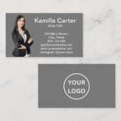 Moderne Elegante makelaar makelaar foto Visitekaartje (Voorkant / Achterkant)