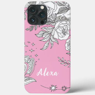 Moderne elegante malse simpele bloemen Case-Mate iPhone case