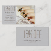 moderne elegante manicure nagellak salon kortingskaartje (Voorkant / Achterkant)