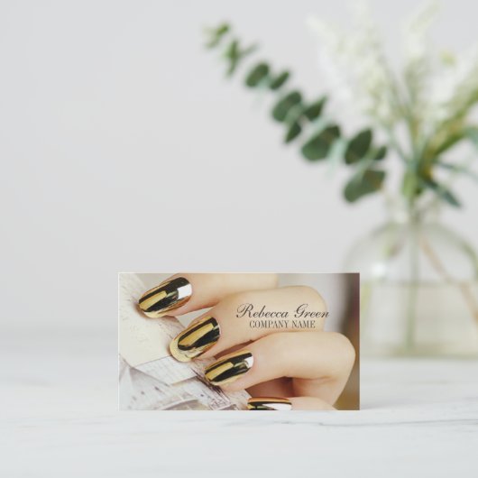 moderne elegante manicure nagellak salon visitekaartje (Staand voorkant)