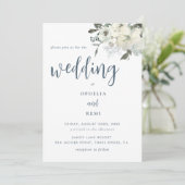 Moderne Elegante Marine Blauw Ivoor Bloemen Bruilo Kaart (Staand voorkant)