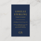 Moderne Elegante Marine Blauw Minimalistische Twee Visitekaartje (Achterkant)