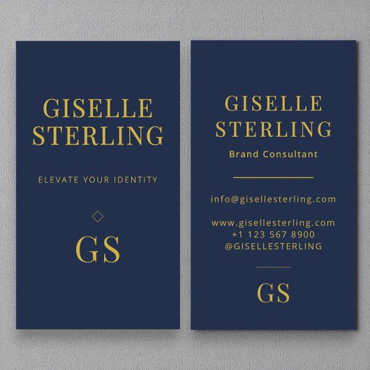 Moderne Elegante Marine Blauw Minimalistische Twee Visitekaartje