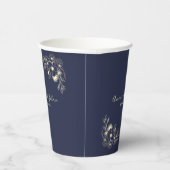 Moderne Elegante Marine Blauwe Bruiloft Papier Cup Papieren Bekers (Rechts)