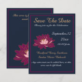 Moderne Elegante Marine Blauwe en Bourgondische Ro Save The Date (Voorkant / Achterkant)
