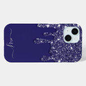 Moderne Elegante Marine Blauwe Glitter Druppelen Case-Mate iPhone Case (Achterkant (horizontaal))
