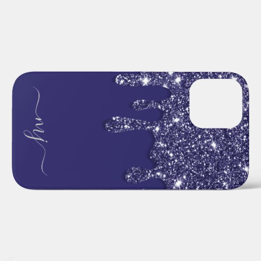 Moderne Elegante Marine Blauwe Glitter Druppelen Case-Mate iPhone Case (Achterkant (horizontaal))
