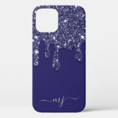 Moderne Elegante Marine Blauwe Glitter Druppelen Case-Mate iPhone Case (Achterkant)