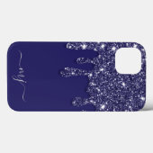 Moderne Elegante Marine Blauwe Glitter Druppelen Case-Mate iPhone Case (Achterkant (horizontaal))