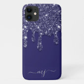 Moderne Elegante Marine Blauwe Glitter Druppelen Case-Mate iPhone Case (Achterkant)