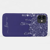 Moderne Elegante Marine Blauwe Glitter Druppelen Case-Mate iPhone Case (Achterkant (horizontaal))
