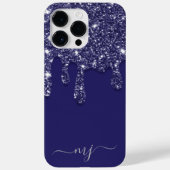 Moderne Elegante Marine Blauwe Glitter Druppelen Case-Mate iPhone Case (Achterkant)
