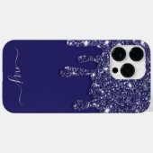 Moderne Elegante Marine Blauwe Glitter Druppelen Case-Mate iPhone Case (Achterkant (horizontaal))