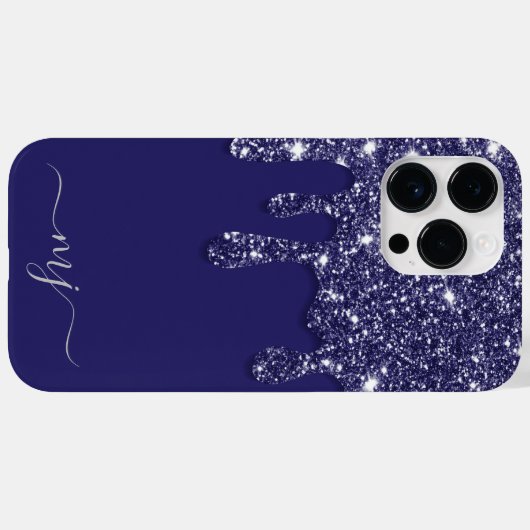 Moderne Elegante Marine Blauwe Glitter Druppelen Case-Mate iPhone Case (Achterkant (horizontaal))