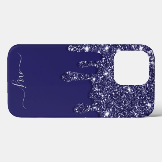 Moderne Elegante Marine Blauwe Glitter Druppelen Case-Mate iPhone Case (Achterkant (horizontaal))