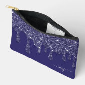 Moderne Elegante Marine Blauwe Glitter Druppelen Etui (Open)