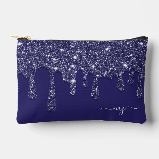 Moderne Elegante Marine Blauwe Glitter Druppelen Etui (Voorkant)