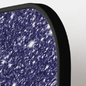 Moderne Elegante Marine Blauwe Glitter Druppelen Pickleball Paddle (Links Detail)