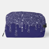 Moderne Elegante Marine Blauwe Glitter Druppelen Toilettasje (Achterkant)