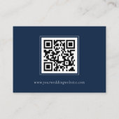 Moderne Elegante Marine Blauwe QR Code Bruiloft De Informatiekaartje (Achterkant)