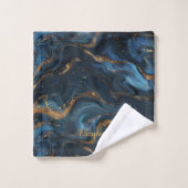 Moderne Elegante Marine Marmeren Kunst Faux Goud G Bad Handdoek (Wasdoekje)
