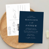 Moderne Elegante Marine QR Code Bruiloft Uitnodiging Briefkaart