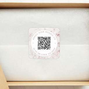 Moderne Elegante Marmeren Aangepaste QR-code Winke Vierkante Sticker