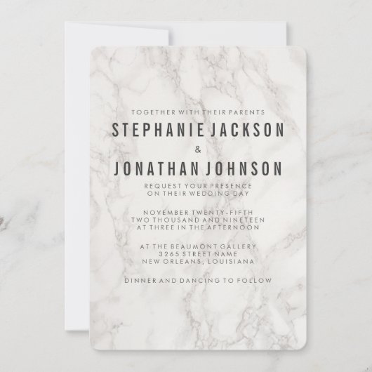 Moderne elegante marmeren bruiloft kaart (Voorkant)