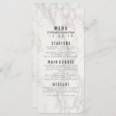 Moderne elegante marmeren bruiloft menu (Voorkant / Achterkant)