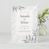 Moderne elegante marmeren bruiloft uitnodiging (Staand voorkant)