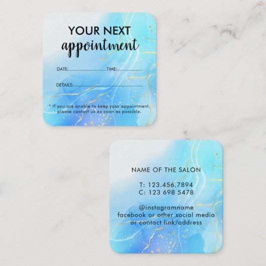 Moderne elegante marmeren schoonheidssalon afsprakenkaartje (Voorkant / Achterkant)