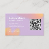 Moderne Elegante Massage Therapeut QR-code Visitekaartje (Voorkant)