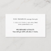 Moderne Elegante Massagetherapeut Grijs Goud Klantenkaartje (Achterkant)