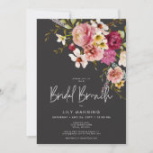 Moderne Elegante Meadow Bloemen Zwarte Bruids Brun Kaart (Voorkant)