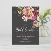 Moderne Elegante Meadow Bloemen Zwarte Bruids Brun Kaart (Staand voorkant)