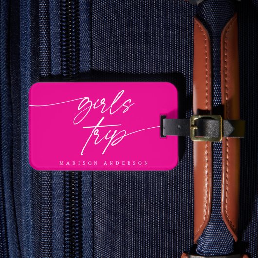 Moderne Elegante Meisjes Trip Script Typografie | Bagagelabel (Voorkant Insitu 4)
