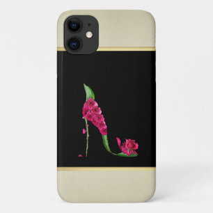 Moderne Elegante Meisjesachtig, Zwart, Crème, Bloe Case-Mate iPhone Case