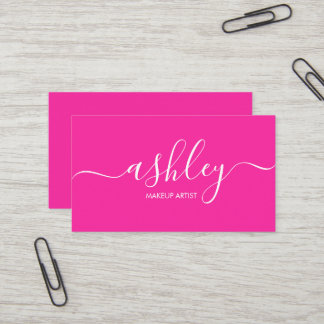 Moderne Elegante Meisjesachtige Calligrafie Roze Visitekaartje