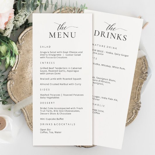 Moderne Elegante Menu- en Drankkaart Menu