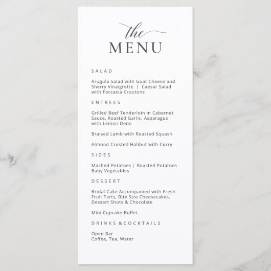 Moderne Elegante Menukaart (Voorkant)