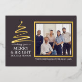 Moderne Elegante Merry Bright Team Foto Kerstmis Folie Feestdagenkaart (Voorkant)