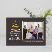 Moderne Elegante Merry Bright Team Foto Kerstmis Folie Feestdagenkaart (Staand Voorkant)