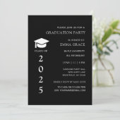 Moderne Elegante Minimal Black Graduation Party Kaart (Staand voorkant)