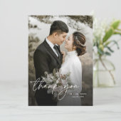Moderne Elegante Minimal Chic 2 foto's Huwelijk Bedankkaart (Staand voorkant)