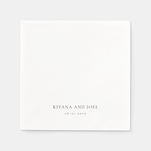 Moderne Elegante Minimal Couples Namen Trouwen Servet (Voorkant)