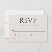 Moderne Elegante Minimal Neutral Beige Wedding RSV RSVP Kaartje (Voorkant)