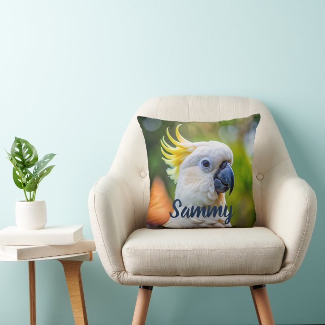 Moderne Elegante Minimal Script Pet Bird Fotografi Kussen (Stoel)