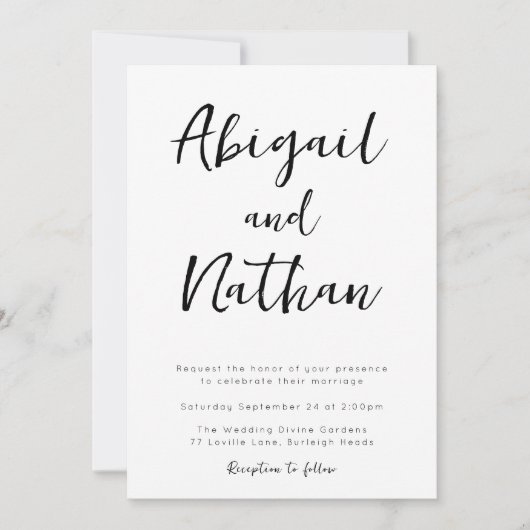 Moderne Elegante Minimal Script Wedding Kaart (Voorkant)